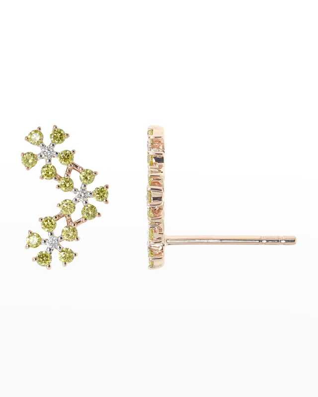 14k Rose Gold Diamond Daisy Climber Earring, Single, Left